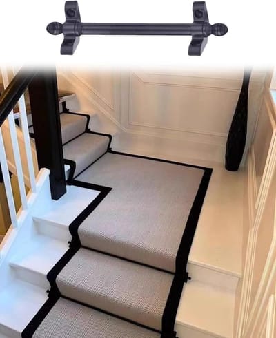 Tapijtstangen Set - Trap Roede - Trappen Decoratie - Hol Messing Ontwerp - 10cm Lengte - Zwart