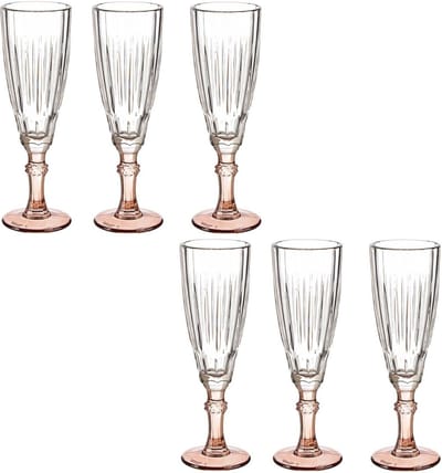 Vivalto Champagneglazen Exotic Collection - set 12x - oudroze voet - 170 ml - Champagne flutes