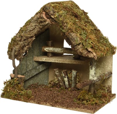 Decoris Kerststal - zonder figuren - hout - 30 x 18 x 26 cm - geschikt voor 10 cm figuren