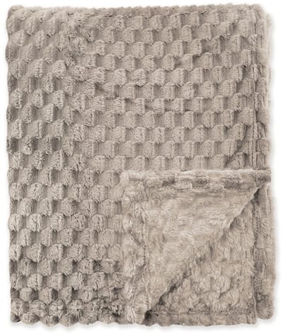 Byrklund Plaid Fluffy Dots - 130x160 - 100% Polyester - Taupe