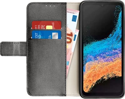 Just in Case hoesje geschikt voor Samsung Galaxy Xcover 6 Pro Hoesje met Pasjeshouder - Bookcase Classic - Zwart