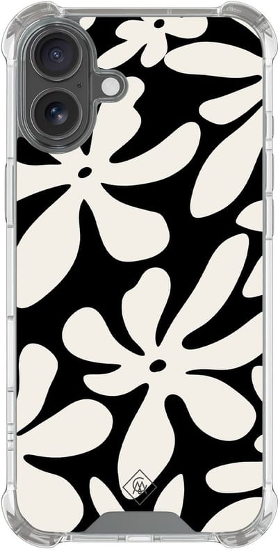 Casimoda® hoesje - Geschikt voor iPhone 17 - Noir Bloom - Shockproof case - Extra sterk - TPU/polycarbonaat - Zwart, Transparant