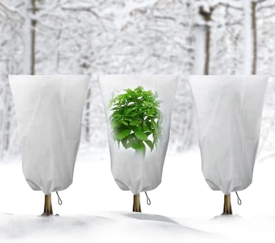 Set van 3 Herbruikbare Fleece Beschermhoezen voor Planten 80 x 120 cm, Ideaal voor Vorstbescherming van Potplanten en Struiken, Met Trekkoord en Duurzaam Ontwerp