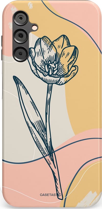Casetastic Hoesje Geschikt voor Samsung A14 (5G/4G) - Stijlvolle Beschermende Duo-layer Case - Lente tulp
