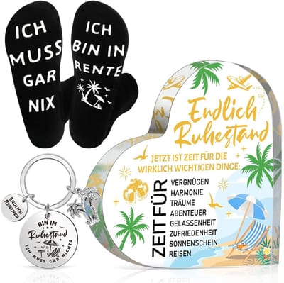 Dailygoods- Pensioen Cadeau Gegraveerd Acryl Hartvorm - Pensioen Sokken - Pensioen Sleutelhanger - Pensioen Cadeautjes voor Haar - Pensioen Cadeautjes voor Hem - Perfect voor Gepensioneerden - Pensioen Geschenk