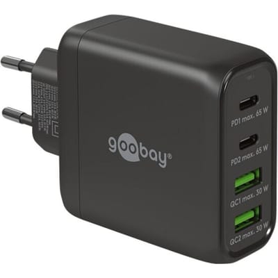 Goobay thuislader met 2x USB-C PD en 2x USB-A QC - GaN - 68W / zwart