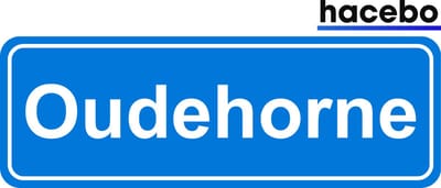 Hacebo - Plaatsnaam Sticker - 29x10 CM - Oudehorne sticker - Verkeersborden sticker - grappige cadeaus - Oudehorne