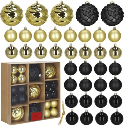 Kerstballen | 37 Stuks | 8 cm | Goud | Zwart