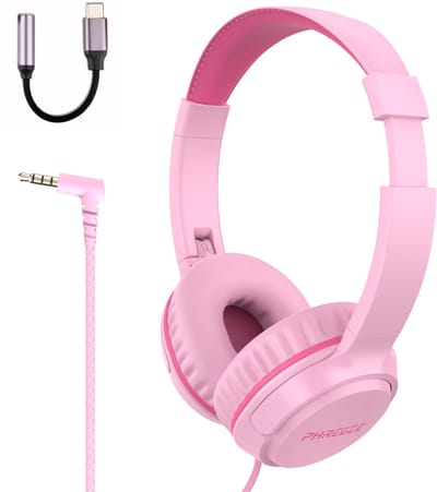 USB C Koptelefoon Kinderen - Geschikt voor iPad - Koptelefoon Kind met Draad - Geluidsdempend - Roze