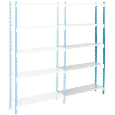 Universele legbordstelling, aanbouwsectie, 5 legborden van plaatstaal, draagvermogen 125 kg, B 1000 x H 2000 x D 300 mm