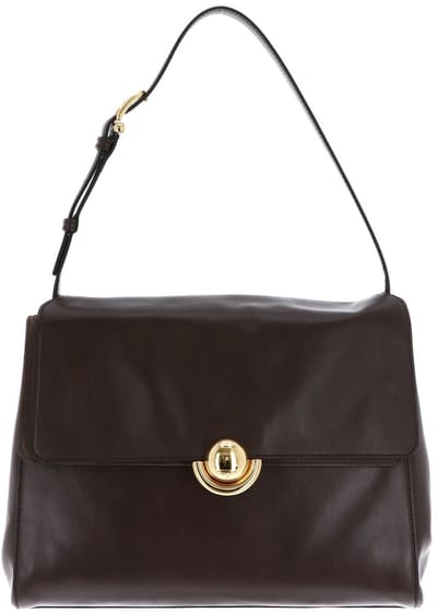 FURLA Leren schoudertas Domus Shoulder Bag 32 Espresso donkerbruin