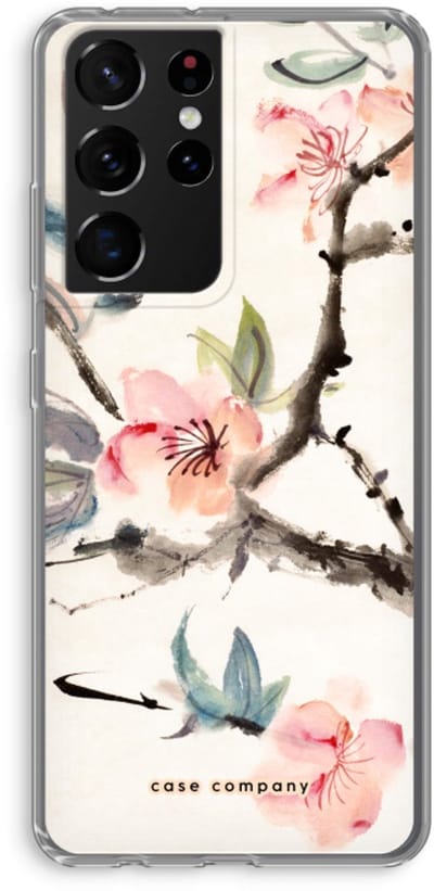 Case Company® - Hoesje geschikt voor Samsung Galaxy S21 Ultra hoesje - Japanse bloemen - Soft Cover Telefoonhoesje - Bescherming aan alle Kanten en Schermrand