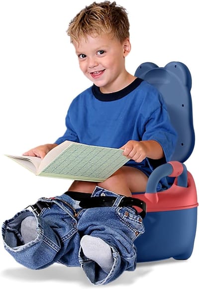 Kinder Toiletbril - Potty Trainer - Zindelijkheidstraining - Met Handgrepen en Kussen - 36x31x48.5cm - Blauw