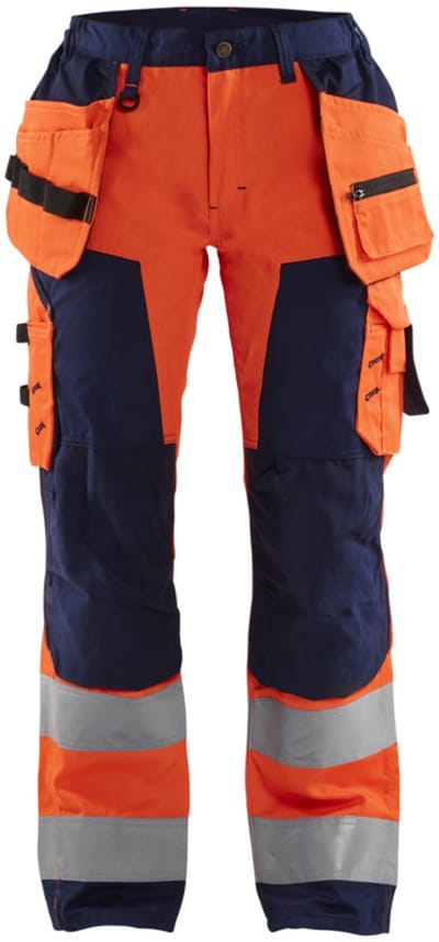 Blaklader Dames werkbroek High Vis met spijkerzakken 7156-1811 - High Vis Oranje/Marineblauw - C42