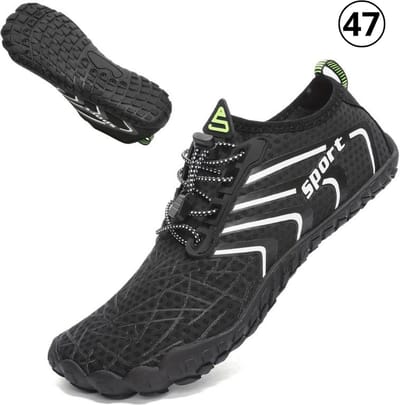 Livano Waterschoenen Voor Kinderen & Volwassenen - Aqua Shoes - Aquaschoenen - Afzwemschoenen - Zwemles Schoenen - Zwart & Wit - Maat 47