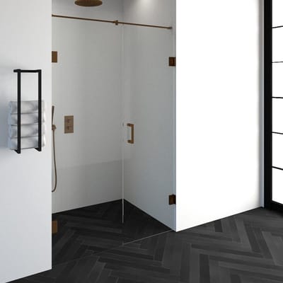 Brauer Void - Nisdeur - 2-Delig - Helder Glas - 130 x 200 cm - Omkeerbaar - met Draaideur 60 cm - Aan Muur - incl. Glascoating - PVD Koper