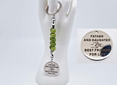 Handgemaakte Natuurstenen Sleutelhanger "Kraal Koreaanse jade "- Met metaal hanger - 8 mm diameter van de korrel- Mooie accessoire en decoratie voor de auto-Vaderdag Cadeau -Moderdag Cadeau - Cadeau vrienden