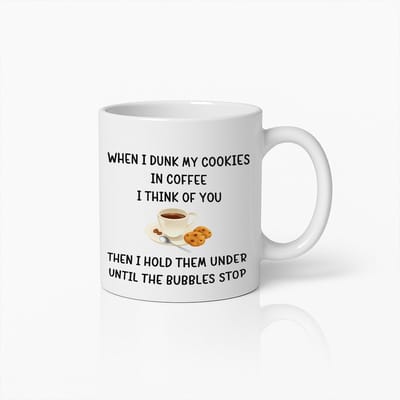 Donkere Humor Koffiemok – 'Als Ik Mijn Koekjes Drenk Denk Ik Aan Jou' – Grappig en Sarcastisch Cadeau Voor Vrienden of Collega’s
