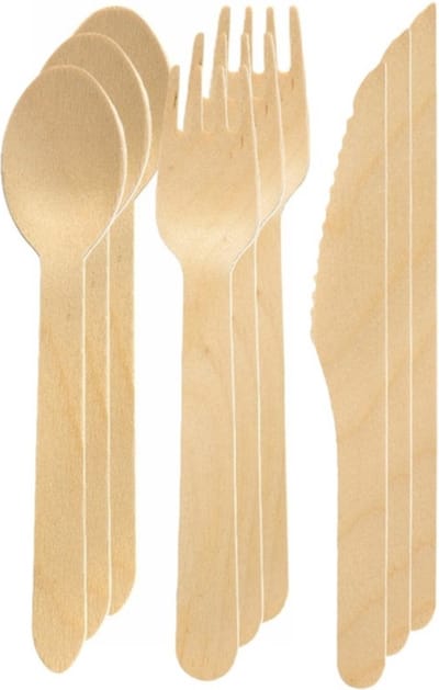 Duni Wegwerp bestek - 30x - houten bestek - 16 cm - bio/eco/milieubewust