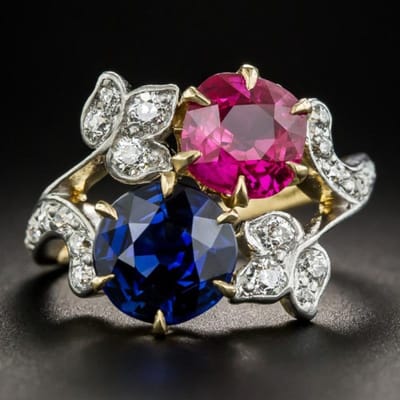 Explosieve Nieuwe Tweekleurige Blauw Rode Steen Bloemenring Mode Is Geen Dame No. 8 gray
