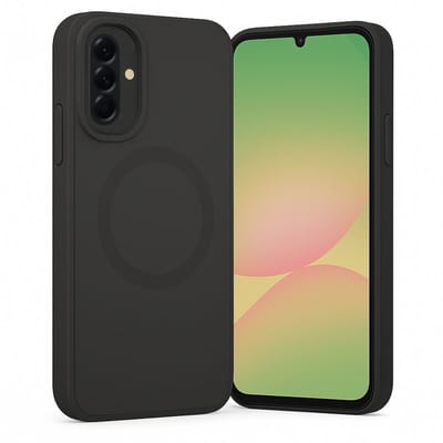 SnapSkin Hoesje geschikt voor Samsung Galaxy A56 / A36 - Geschikt voor MagSafe Case - Semi-Transparant Zwart