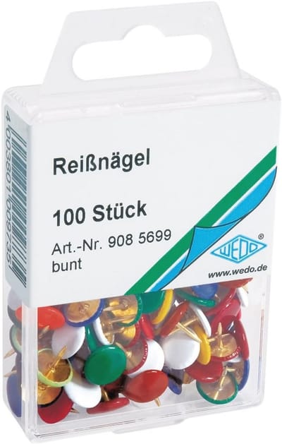 Kleurige punaises met 10 mm kopdiameter - 100 stuks - Ondoordringbaar en praktisch verpakt