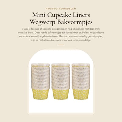 Dailygoods- Bakcups 100st - Mini Cupcakevormpjes - Ronde Cake Bakvormpjes - Muffin Cups - Antiaanbaklaag - Duurzaam Gecoat Papier
