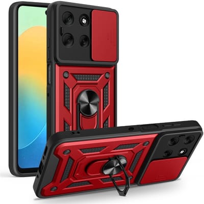 Coverup Hoesje - Geschikt voor Motorola Moto G56 Hoesje - Coverup Armor Ring Kickstand Back Cover met Camera Shield - Rood