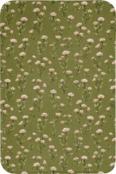 Badmat 60x90 cm - Antislip - Landelijk - Bloemen - Groen - Badmatten voor badkamer - Badkamermat - Douchemat - Badkamer mat