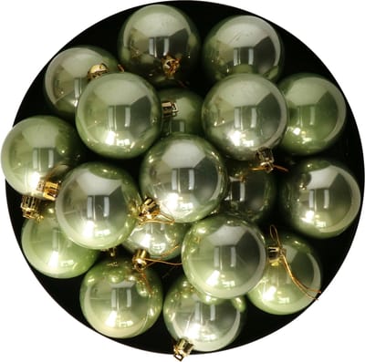 Othmar Decorations kerstballen - 18x - 6 cm - salie groen - kunststof - kerstversiering