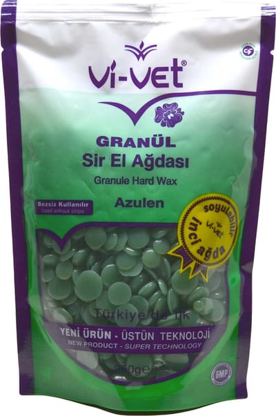 Vi-Vet Hard Wax Hars Korrels Azuleen 1000 ml – Filmwax Zonder Strips – Voor Gevoelige Huid – Ontharingswax