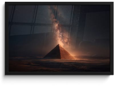 Poster in lijst - Fotolijst 60x40 cm - Posters - Piramide - Woestijn - Licht - Posterlijst zwart - Decoratie - Wanddecoratie woonkamer - Muurdecoratie slaapkamer