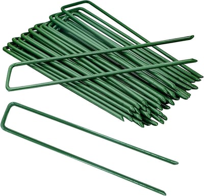 Veilige Tuinpinnen van 15 cm - Gegalvaniseerde U-vormige Grondpinnen voor Tuinlandschap, Onkruidbarrière en Netten (50 Stuks)