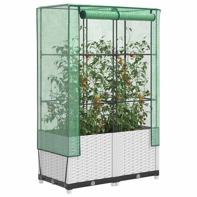 vidaXL - Plantenbak - verhoogd - met - kashoes - 80x40x138 - cm - rattanlook