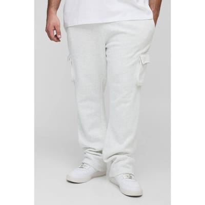 Plus Slim Stacked Flare Cargo Joggers | Grey Marl | Size 2XL