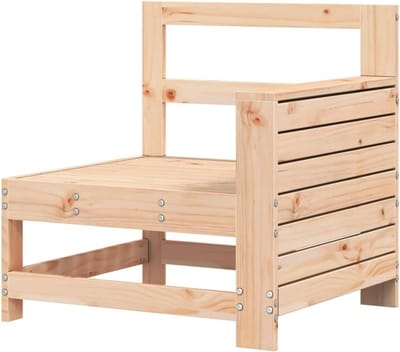 Tuinbank met Armleuning - Buitenbank Hout - Genieten van het weer - Massief Pijnboomhout - 69x62x70.5 cm - Onbehandeld