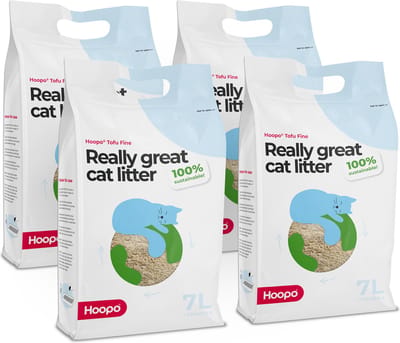 Hoopo Tofu Fine - Voor automatische kattenbakken - Klonterende Kattenbakvulling - Volledig Stofvrij - 28 Liter - Zonder Geur