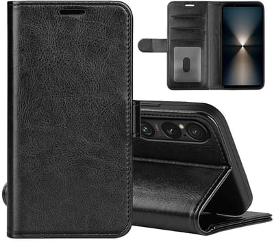 MobyDefend Hoesje - Geschikt voor Sony Xperia 1 VII - Wallet Book Case (Sluiting Achterkant) - Zwart