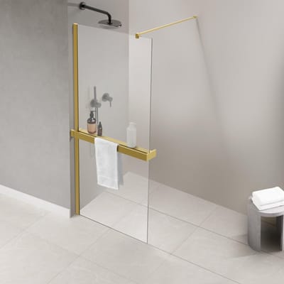FugaFlow Eccelente Acces Handdoekrek Voor Inloopdouche - klemmen - inkortbaar - geborsteld messing (goud)