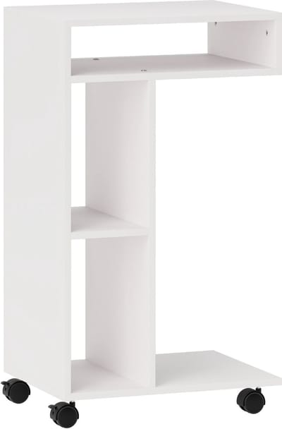 Merax Bijzettafel Met Wieltjes - C-Model - 4 Planken - Wit - 40 X 30 X 69 Cm