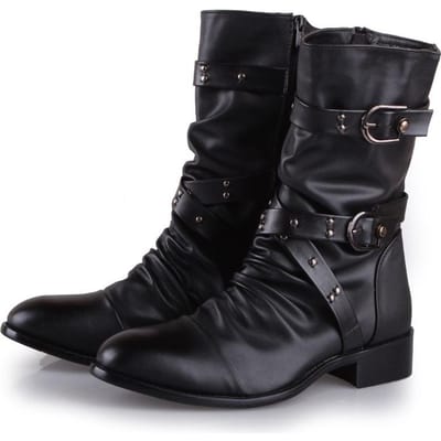 Net Rood Live Herenschoenen Koreaanse Versie van Vibrato Snelle Hand Martin Boots Trend Britse Schoenen Puntige Hoge Staat Leren Laarzen 40 black