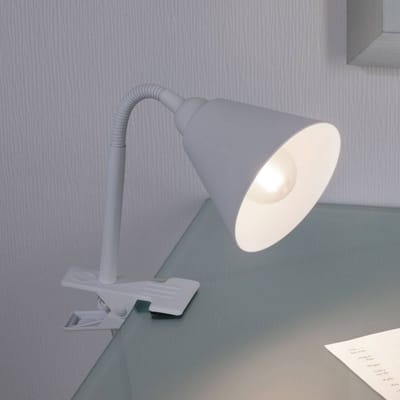 Klemlamp Vitis Flexarm snoerschakelaar Wit 230V E14