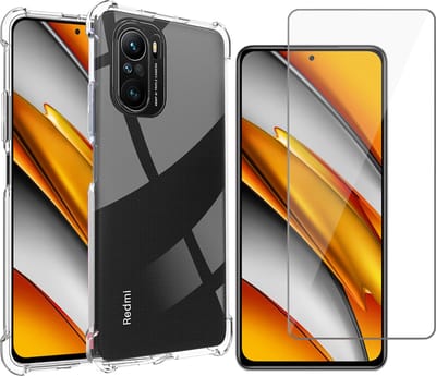 Hoesje geschikt voor Xiaomi Poco F3 - Transparant Backcover Shockproof Case + Glas Screen Protector