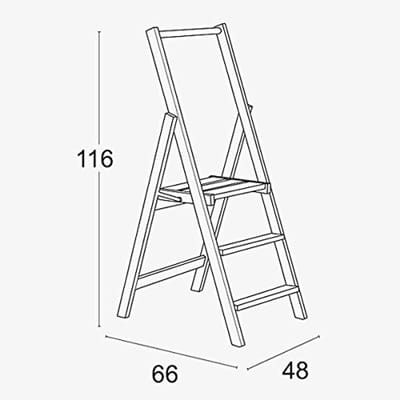Huishoudelijke ladder 116 cm van massief beukenhout met antislip treden