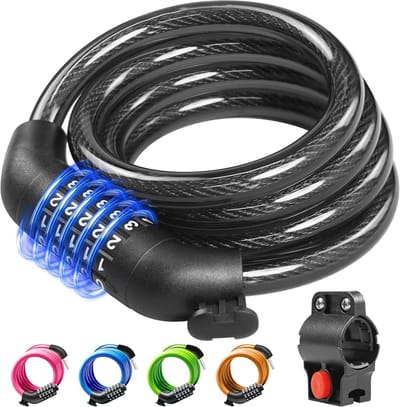 Fietsslot met Cijferslot – 5-Cijferige Combinatie – 110cm x 11mm – Dikke Stalen Kabelslot – Antidiefstal Slot met Houder – Fietsslot voor Fiets, E-bike, Step, Scooter, Motor & Buitenpoorten – Weerbestendig & Krasvrij