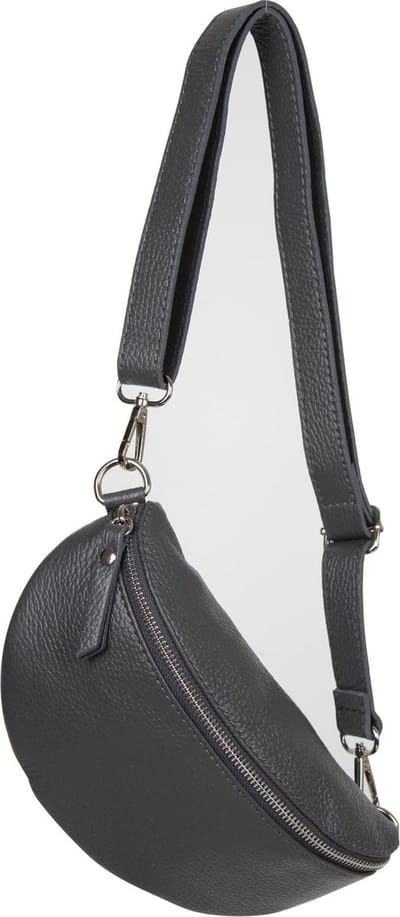 AmbraModa GLX10 - Dames heren unisex kleine heuptas buiktas crossbodytas, ideaal voor vakantie, reizen, uitgaan gemaakt van echt leer. Donkergrijs