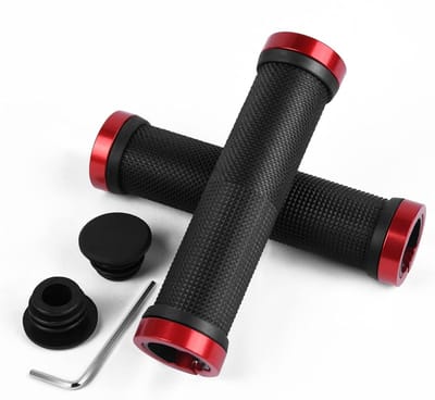 Ergonomische Fietshandvatten met 2 Eindkappen en Inbussleutel - Antislip Rubber BMX Handgrepen Geschikt voor Meer dan 90% van de Fietsen - Rood