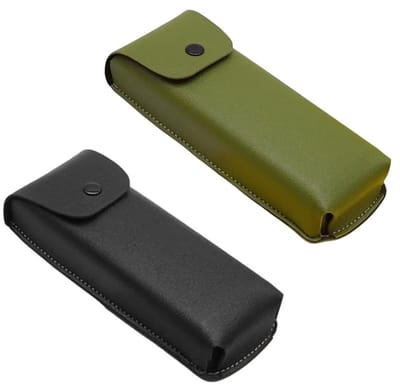 Brillenkoker - 2 Stuks - Brillendoos - Met riemlus - Brillenetui - Brillenhoes - Bril Etui Dames en Heren - Verticaal Brillenetui - Brillenzakje Opbergbox - Brillenetui van PU-leer - Zonnebril Koker - Zwart En Groen