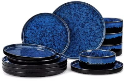 Ventina Serviesset Marina - 24 delig - 8 persoons - Marine blauw - Dinerborden - Bordenset - Diepe borden - Ontbijtborden - Servies - Keukenservies