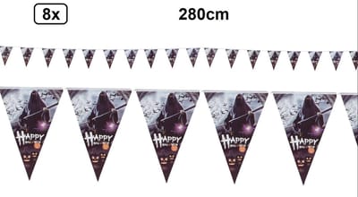 8x Vlaggenlijn Magere Hein 280cm - Halloween horror thema feest festival dood